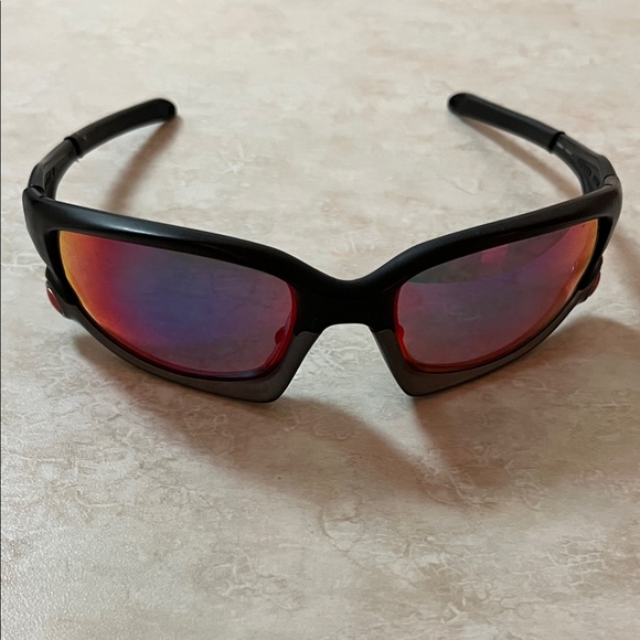 Oakley split Jacket Black Sunglasses with Red Lenses - Picture 7 of 10